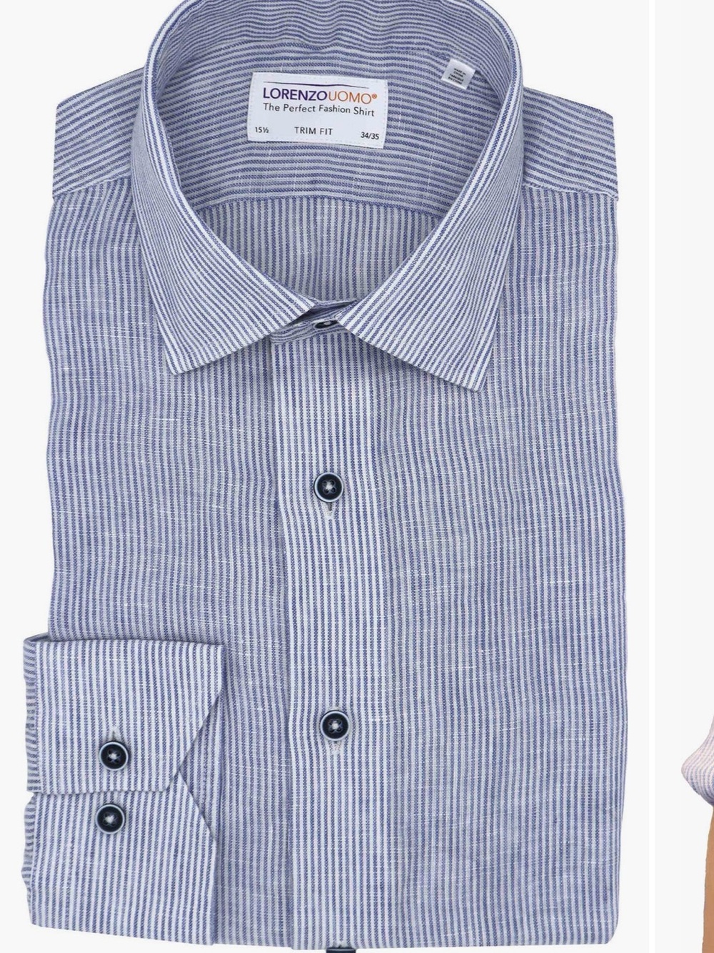 Lorenzo Uomo Blue & White Pinstripe Linen Button-Down Shirt